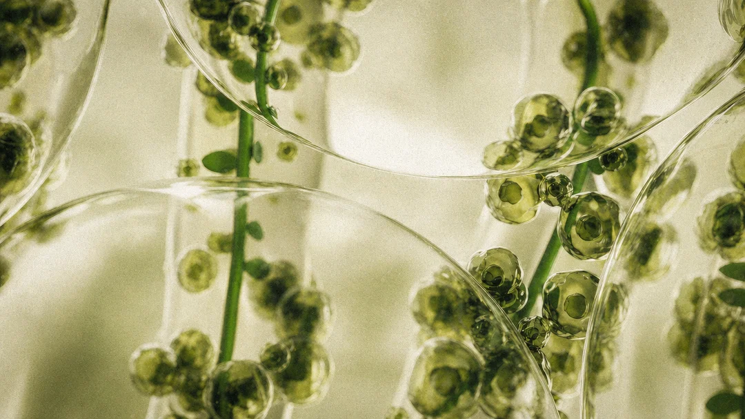 Delicate flowers taped to a wall.